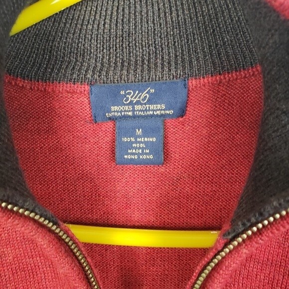Brooks Brothers 346 Mens 1/4 Zip 100% Merino Wool Sweater Size Medium - Picture 5 of 7